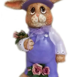 Kaninpappa med hatt och blommor