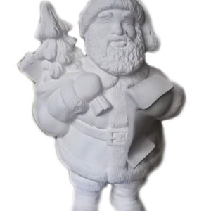 Vinkande tomte med säck och önskelista